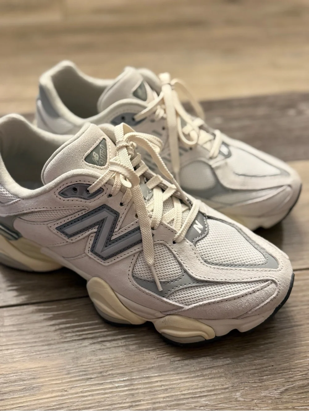 New Balance 9060 Cream and Light Gray Retro Runners - Picture 2 of 2